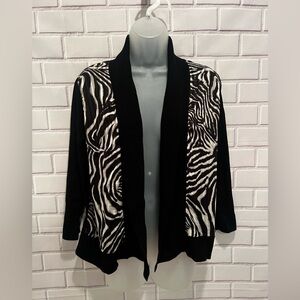 JONES NEW YORK Collection open black zebra-print cardigan /size S